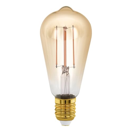 EGLO E27 LED Lampe dimmbar, Golden Vintage Deko Glühbirne, Retro Beleuchtung, 4 Watt (entspricht 28 Watt), 300 Lumen, Leuchtmittel warmweiß, 1700 K, Edison Birne ST64, Ø 6,4 cm
