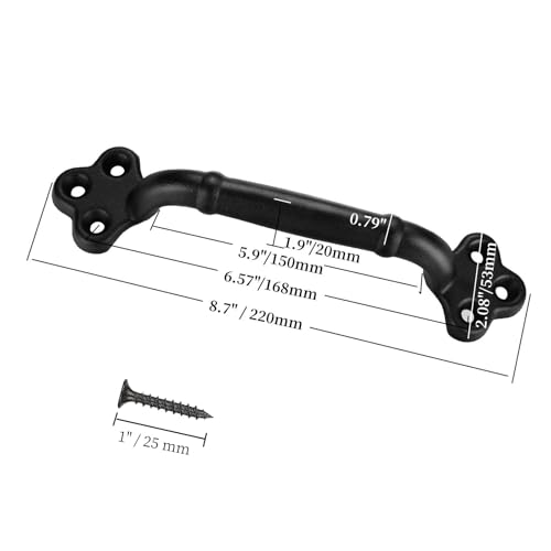 Image of 9 Inch Clover Barn Door Handle - Black Cast Iron Pull for Sliding Doors, Gates, Sheds, Fences, Closets - Indoor Outdoor Farmhouse Hardware