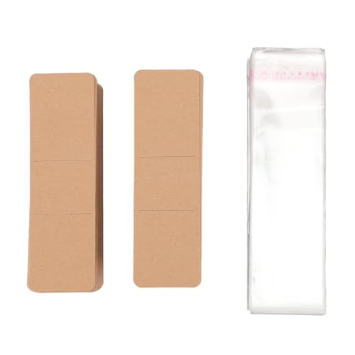 200 PCS Bookmark Holder Set, Kraft Paper Bookmark Sleeves Transparent Self Adhesive Blank Cover Display Cards for Handcraft Wrapping