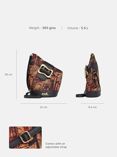 Image of ZOUK Women's Ardha Sling Bag | Black Vegan Leather Crossbody Bag | Asymmetric Silhouette| Adjustable Strap