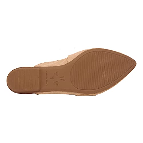 Mule Feminino Bico Fino Camurça Laço Casual 3002 Tamanho:35;Cor:Bege