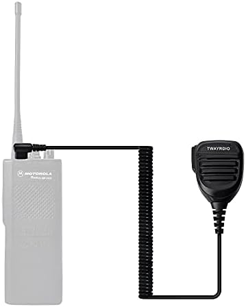 TWAYRDIO Handheld Speaker Mic Two-Way Radio Remote Shoulder Microphone for Motorola Radios CP200 CP200D CP185 Yaesu FT-4XR FT-65R FT-25R,Compact Design,Long-Life Coil Cord(Pack of 2)