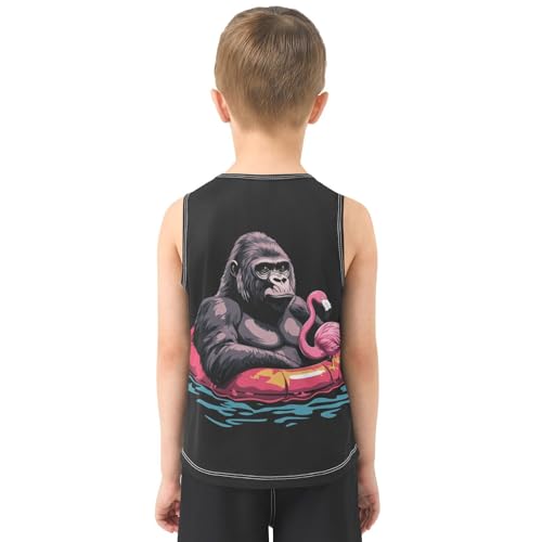 Boys Tank Top Shirts White and Black Muscular Man Sleeveless T-Shirts Crew Neck for Kids Clothing Children3