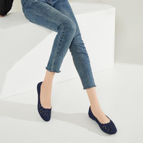Image of BABUDOG Mesh Ballet Flats Shoes for Women,Womens Flats Dressy Comfortable,Women's Dress Shoes with Flower Eyelets,Slip on Casual Walking Flats