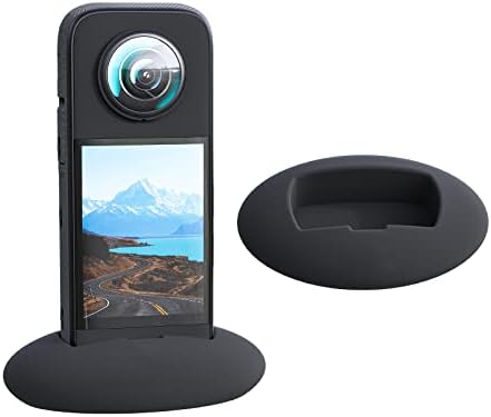 JOYSOG Silicone Desktop Base for Insta360 X3 Panoramic Action Camera, Vertical Stand Protective Holder for Selfie Video
