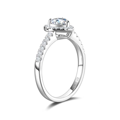 AGVANA 'Eternal Heartbeat' 0.5-1.3 Ct. Tw. Lab Grown Diamond Halo Heart Engagement Ring in Sterling Silver (0.3-1 Carat Main Stone) Promise Anniversary Wedding Ring for Women (D-E Color, VS Clarity)4