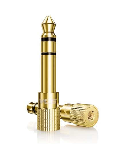 Image of Gold Plated 3.5mm Female to 6.5mm Male Headphone Audio Stereo Adapter Plug Converter Jack for Electric Guitar, Amplifier, Piano, Keyboard, etc (Pack of 2)