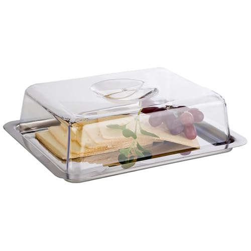 APS 67 Frischhaltebox – hochwertiges Serviertablett mit Haube Made in Germany - langlebig, stapelbar, nicht spülmaschinenfest und aus rostfreiem Edelstahl – 25 x 19 x 7cm