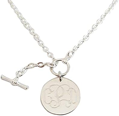 The Personal Exchange Monogram Sterling Silver Toggle Necklace Personalized