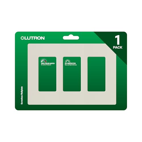Image of Lutron Claro Light Switch Cover Plate, 3 Gang Wallplate, for Decorator Light Switches, Rocker Light Switch Cover, Outlet Cover, Screwless Switch Plate Cover, Gloss, CW-3-LA, Light Almond