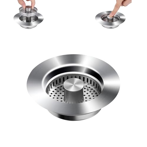 MINGRUO Küchen Spülbecken Stöpsel, Spülbecken Stopfen, Edelstahl Abflusssieb Küchenspüle, Anti-Clogging Küche Spüle Sieb Stecker, Lebensmittelreste Herausfiltern