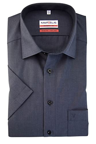 Marvelis Herren Businesshemd Kurzarm Modern-Fit,Chambray,New Kent,schwarz...