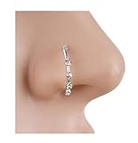Greendou Fashion Jewelry Gold/Silver Thin Four Diamond Clear Crystal Nose Ring Stud Hoop-Sparkly Crystal Nose Ring (Silver)