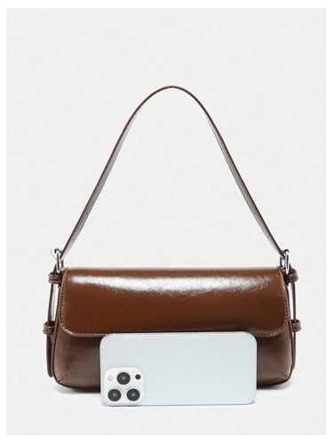 Image of Verdusa Women's Y2K Trendy Purse Boho Bags Faux Oiled Leather Tote Handbag Flap Underarm Shoulder Bag