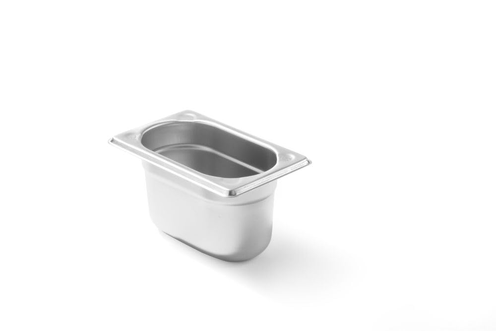 HENDI Contenitore Gastronorm GN 1/9, Kitchen Line, resistenza termica -40 °C a 250 °C, adatto a forno e bagnomaria, 1L, 176x108x(H) 100mm, acciaio inox