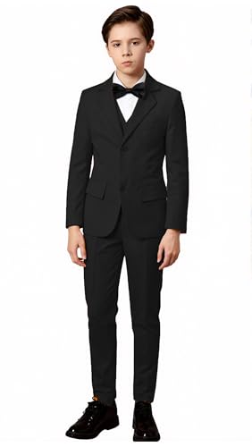 Image of Toddler Suits Slim Fit Suit for Boys,Formal Tuxedo Ring Bearer Outfit Kids Dress Clothes for Wedding,Adjustable Waist