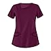 Kasack, uniforme da donna, con scollo a V, a tinta unita, a maniche corte, con tasche, abbigliamento da lavoro, abbigliamento da infermiera, #Nhde-220422 T-shirt-a04, S