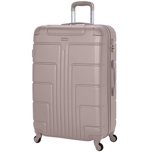 Senator Lightweight Luggage Checked Bag- Durable Hard Shell 32 Inches Suitcase for Unisex Travel A1012 | ABS Extra Large Hard sided with Spinner Wheels 4 (Checked Luggage 32-Inch, Khaki)