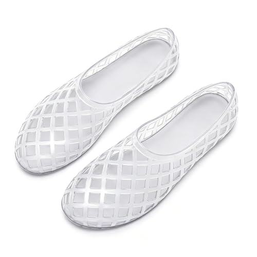 KISSASA Jelly Mesh Flats for Women Jelly Shoes Sandals Summer Beach Shoes