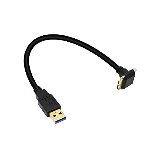 SinLoon microbケーブル l型 usb 3.0 micro b cable a - microb Micro B オス-USB3.0 A オス 高速転送 5Gbps データの同期と充電 金メッキ パネルマウントロックネジ付き 産業用カメラ、HDD用 0.3M (microbケーブル(直-下))