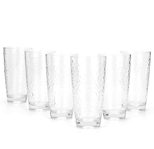 Hammered 26-ounce Plastic Tumbler Acrylic Glasses set of 6 Clear