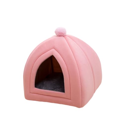 猫 ベッド 暖かい 冬用 ペットハウス 洗える 猫用 小型犬用 ペットベッド 防寒 クッション付き 猫犬兼用 滑り止め 半密閉式 おしゃれ ふわふわ 大きめ冷房対策 ピンクA 3-BYWWQ-YQ-5787-FS-A3-L