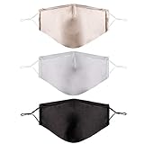 Silk Face Mask Washable Reusable Cloth Cotton Women Adult Cute Fashionable Comfortable Breathable with Nose Wire Adjustable 3 Layer Dust 100 Satin Madks Cubre Bocas Black Gray Gold 3 Pack