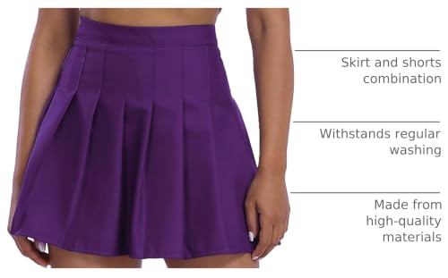 Image of Pleated Skirts for Women Tennis Skirt with Shorts High Waisted Mini Skort | Side Zipper, A-Line Cut,Stretchy Back Elastic Waistband, Athletic Golf Skorts, Uniform, Casual, Festival Outfit