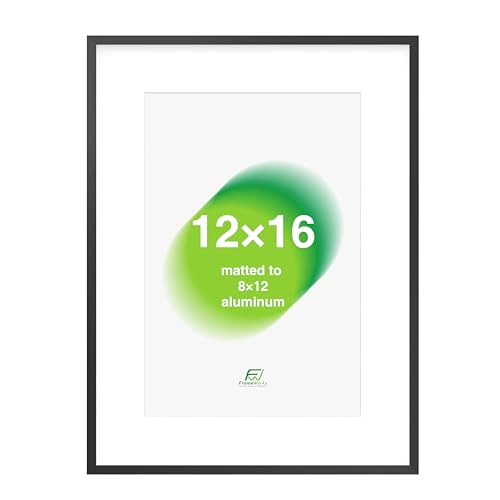 FrameWorks 12x16 Matted to 8x12 Picture Frame – Aluminum Frame w/...