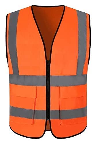 Highlight Reflective Safety Lightweight Jacket, Hi-Vis Safety Jacket With Zipper Reflective Jacket Security Waistcoat, 360° Hi Vis Vest for Running, Cycling, Jogging, Hiking and More.( Orange Jacket ) (B0CJJXXMTH) Amazon Price History, Amazon Price Tracker