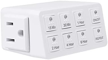 BN-LINK Indoor Countdown Timer with Repeat Function, Heavy Duty Accurate Compact Size for Charger Vacation Security, 3-Prong Grounded Outlet, 15A/1875W ½ HP ETL Listed