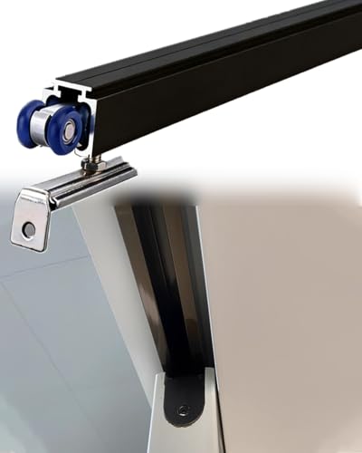 Minglez Kit Puerta Corredera 122 183 213 305 366 488 549 701 cm Guia Puerta Corredera Empotrada de Cierre Suave, Resistente, Negra, Riel para Puerta Corrediza de Cierre Suave para Armari(3.5ft/104cm)
