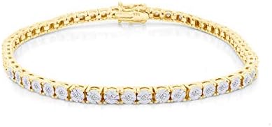 1 CT Round Cut White Natural Diamond Tennis Bracelet In 14k Gold ...