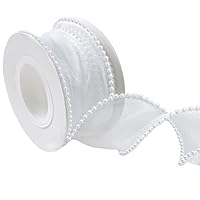 Perlenband Geschenkband Weiß,4.5m Perlenband Chiffon-Band,Transparente Hochzeit Diamantene Hochzeit Deko,Perlengirlande Spitzenband,für Hochzeits Blumen DIY Bastelarbeiten Nähen Handwerk Verpackung