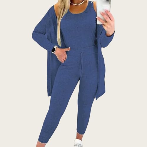 3 Piece Sets for Women Fall Fashion 2025 Outfits Tank Top Long Sleeve Cardigan and Pants Sets Loungewear3