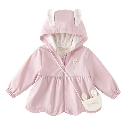 DAVE&BELLA Toddler Girls Hooded Jacket, Kids Baby Cute Spring Fall Outerwear Windbreaker Zipper Lightweight Casual Coat