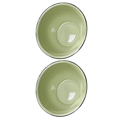 Healvian 2Pcs Tigela de Esmalte Tigela Espessada Tigelas de Cereal Tigelas de Sopa de Estilo Retro B