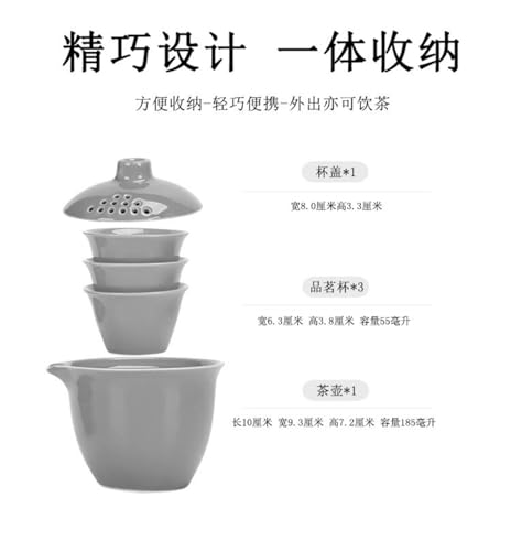 Image of Liang baobao Gaiwan with 3 Cups Travel Tea Set Organizer Blue Glazed Porcelain Teacups Chinese Tea Cups Portable Tea Set Camping Outdoor (Blue)
