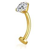 Velvoria Anillo Umbilical Flotante, de Acero Inoxidable 316, Piercing de Ombligo para Mujeres con Hilo Externo y Cuatro Piedras de circonio, joyería de Piercing, Elegante, Exquisito