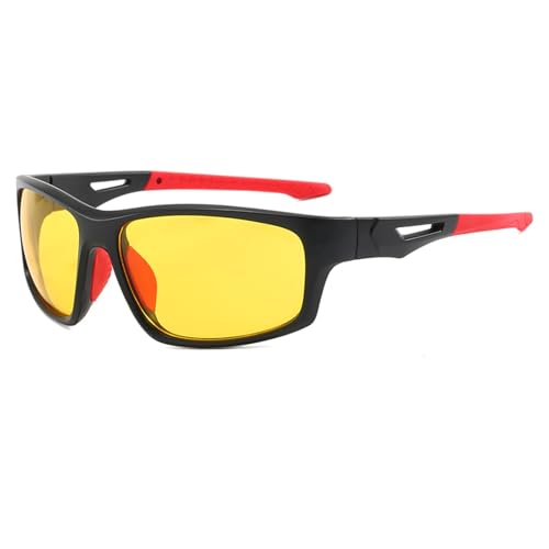 RTESDCN Gafas de sol deportivas for ciclismo con protección UV400, unisex, ligeras, for exteriores, ciclismo, correr, senderismo y escalada.(BLACK/YELLOW)