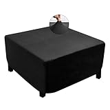 EVOLLER Stretch Velvet Ottoman Cover 35-40' Black Square Foot Stool Slipcover for Living Room Washable Removable(Size-XL Plus)
