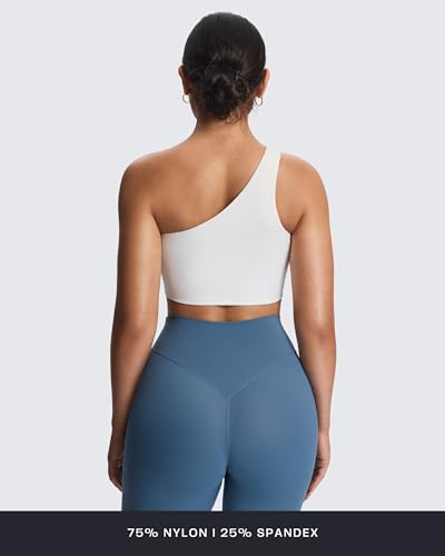 Image of Aoxjox Women's Workout Sports Bras Fitness Gym Olivia Asymmetric One Shoulder Bra Yoga Crop Tank