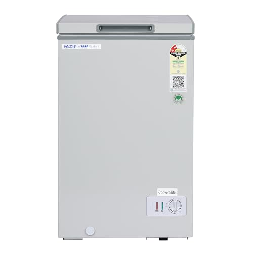 Image of VOLTAS 97 L Single Door White and Grey Hard Top Deep Freezer, CVF136SB2-A-G2