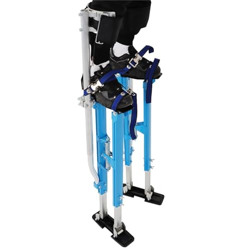 findmall 36-48 Inch Drywall Stilts Blue Adjustable Aluminum Stilt Tool Fit for Painting or Cleaning