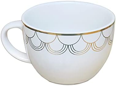 Clintons: China Tea Cup & Saucer, Art Deco Tea Cup, Friend Birthday Present Female, Tea Lover Christmas Present, Stocking Filler Gifts,White, 1156602