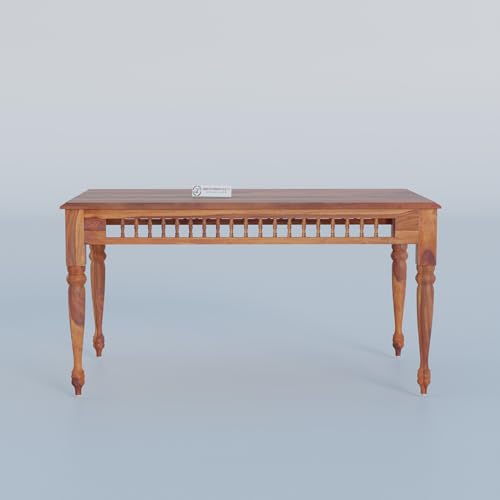 Image of Jangid Handicraft Solid Sheesham Wood 6 Seater Dining Table Set | Six Seater Dinner Table with 6 Cushions Chairs | Dining Table Set 6 Seater for Living Room, Kitchen & Home | Honey Finish