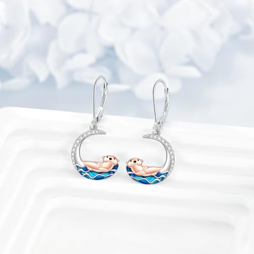 YFN Otter Gifts Sterling Silver Sea Otter Earrings Otter Jewelry for Women Otter Gifts for Otter Lovers3