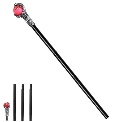 JazRvr Halloween Zauberstab, Gothic Gehstock für Vampir Kostüm Accessoires, Pharao Zepter und Hexenkostüm, 108 cm Länge mit 4 abnehmbaren Teilen für Cosplay und Mottopartys