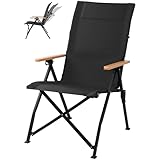 Join Nature アウトドアチェア｜3段階リクライニング式 キャンプ椅子 ハイバック設計｜折りたたみ椅子 耐荷重150kg対応｜コンパクト軽量 収納袋付属｜キャンプ・ガーデンチェア 屋内兼用｜収納時：21×19×90cmに折り畳み可能 (ブラック)
