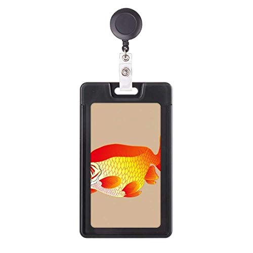 Porte-badge rétractable doré anti-perte avec motif poisson japonais